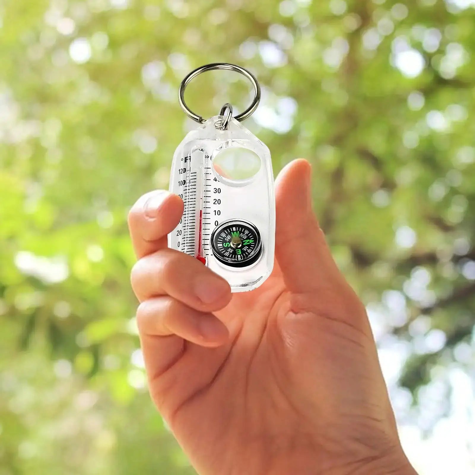 Pocket Survival Compass Multifunction Mini Keychain With Thermometer For Camping Hiking Outdoor Survival Tool