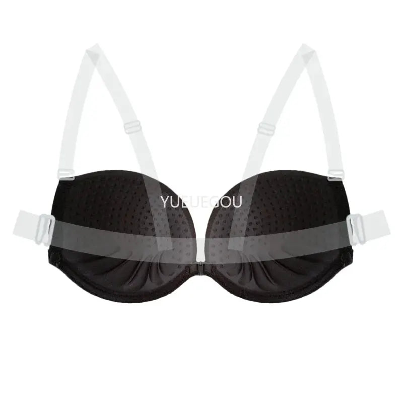 Multiway Backless Push-Up Bra with Removable Transparent Straps, black
