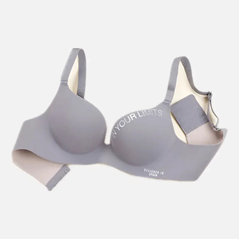 Gray Simplicity printed bralette with seamless molded cups and adjustable straps