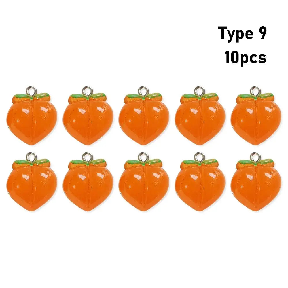10 Pieces Transparent Peach Flat Resin Charms For Jewelry Making DIY Earrings Necklace Keychain Decoration