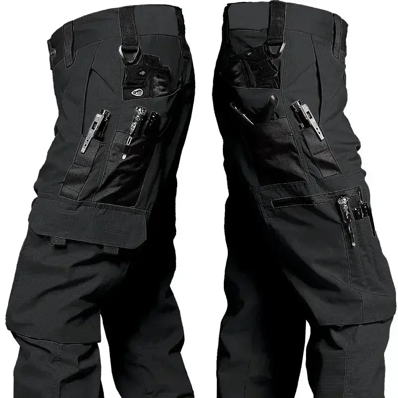 New tactical work pants by Simples Market, black waterproof cargo trousers with multiple pockets