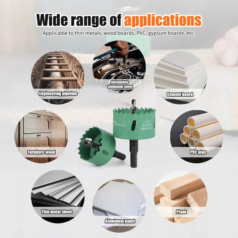 1 Piece 16 to 200mm Bimetal Wood Hole Saw Drill Bit HSS Steel M42 Core Suitable for Downlight Plasterboard Opening