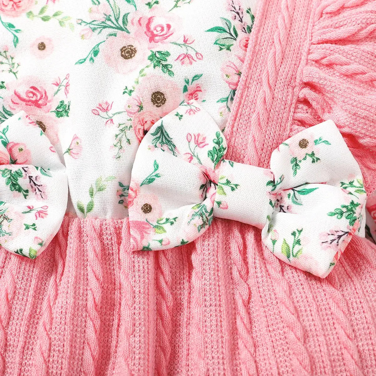 0-18 Months Floral Long Sleeve Baby Girl Romper With Bow Bodysuit And Headband Set For Spring And Autumn