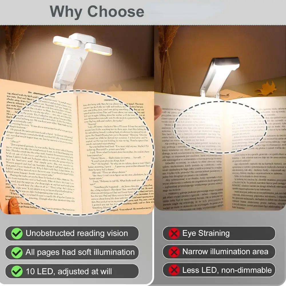 Reading light by Simples Market, USB rechargeable clip-on book lamp for bedtime reading, white LED bookmark light
