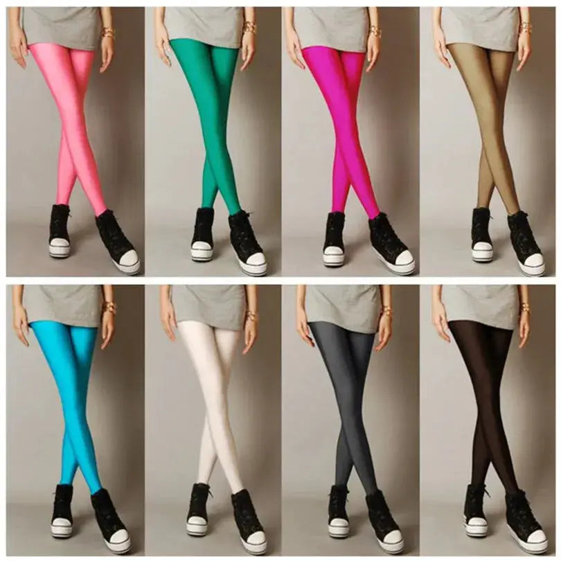 VivaWear Spring Solid Candy Neon Leggings For Women High Stretch Breathable Polyester All Day Comfort