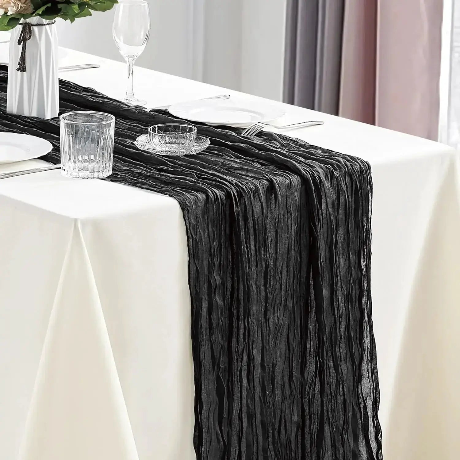 Set Of 10 Dusty Blue Cheesecloth Table Runners 40x270 Cm Boho Gauze Rustic Sheer For Wedding Bridal Shower Banquet