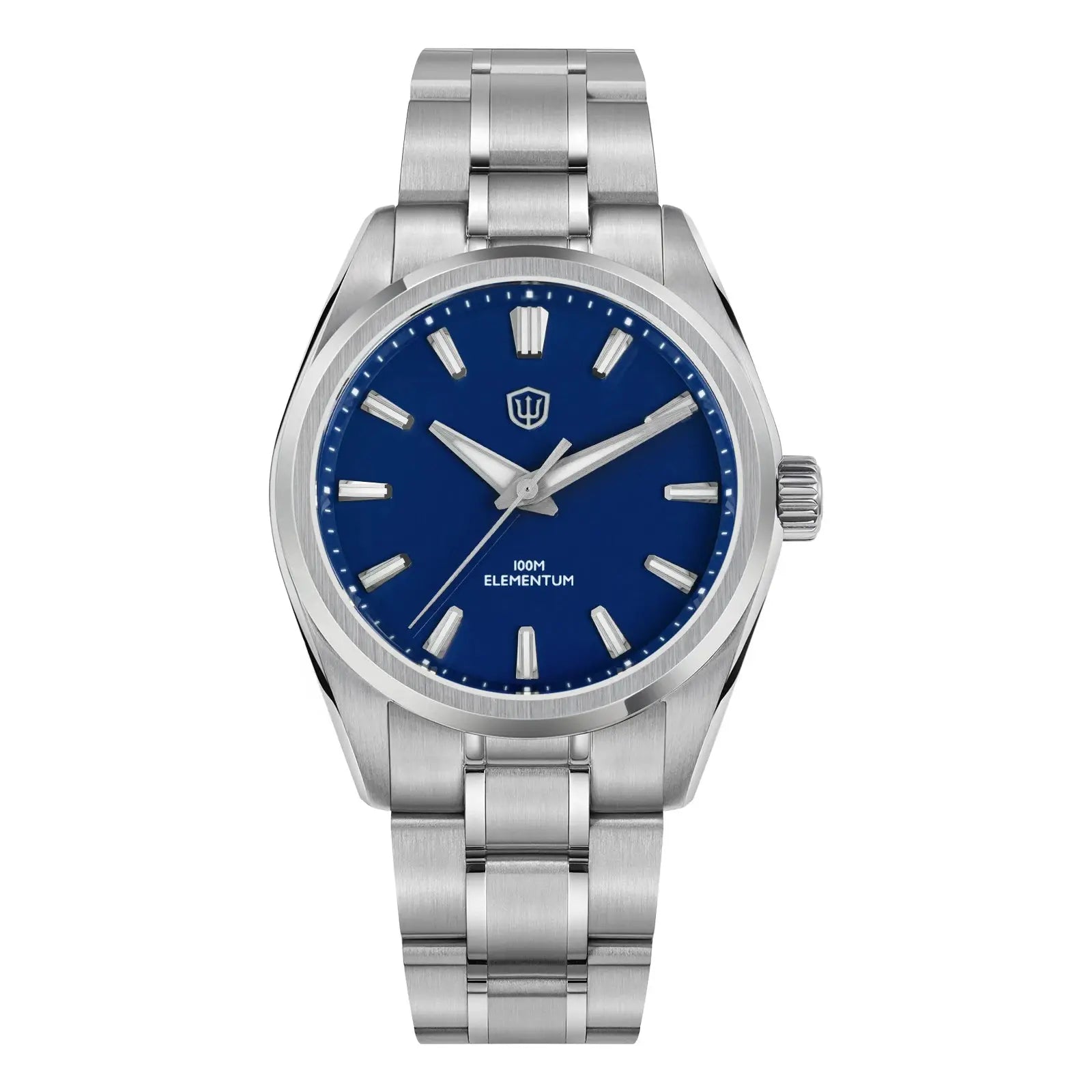 Watchdives WD0003C stainless steel watch with blue dial, silver baton indices, and 100m water resistance
