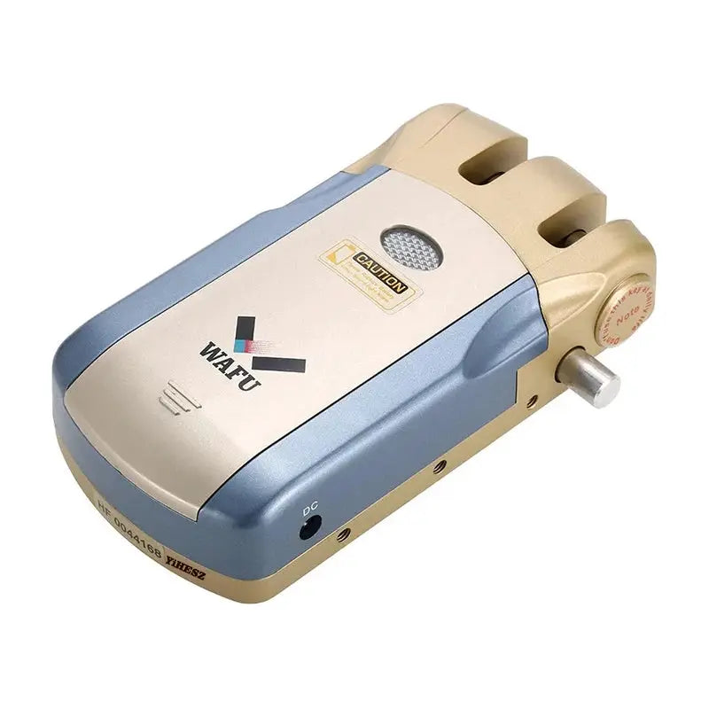WAFU 019 remote control door lock blue and gold with chrome accents