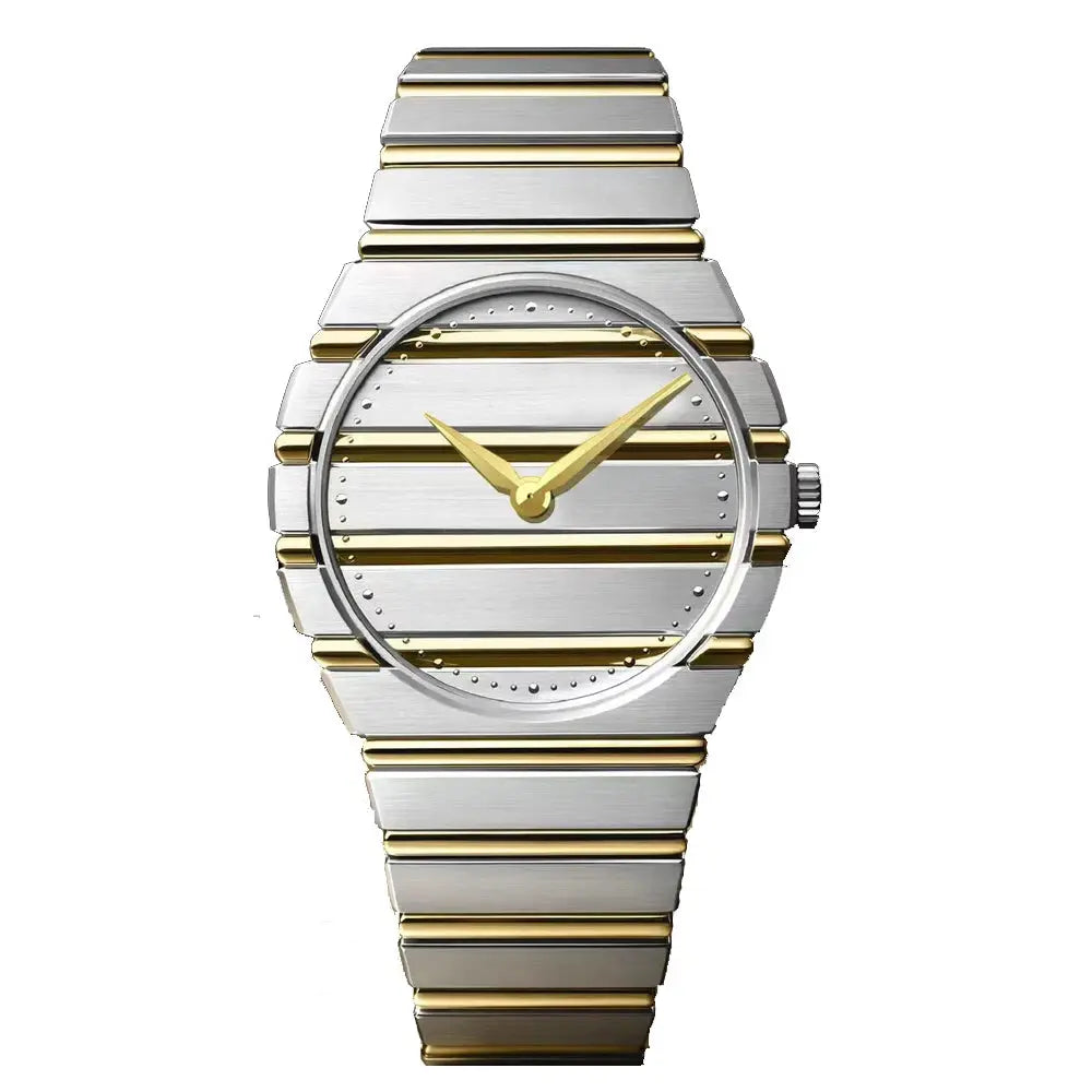 Men's two-tone stainless steel watch with gold-tone hands and a 37mm case