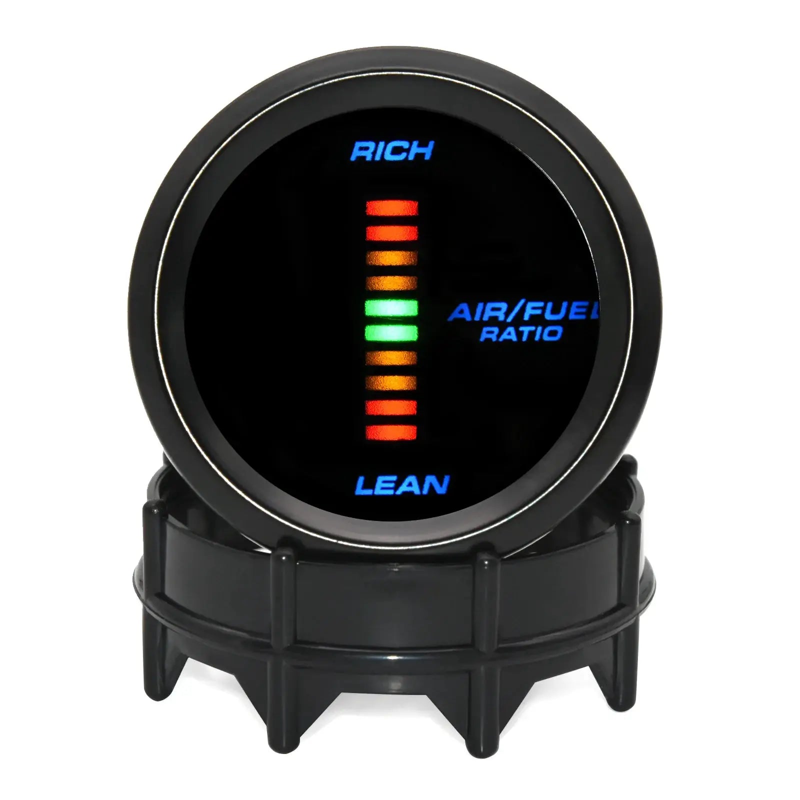 Universal 2-inch 52mm digital gauge with blue LED air/fuel ratio readout in a black bezel