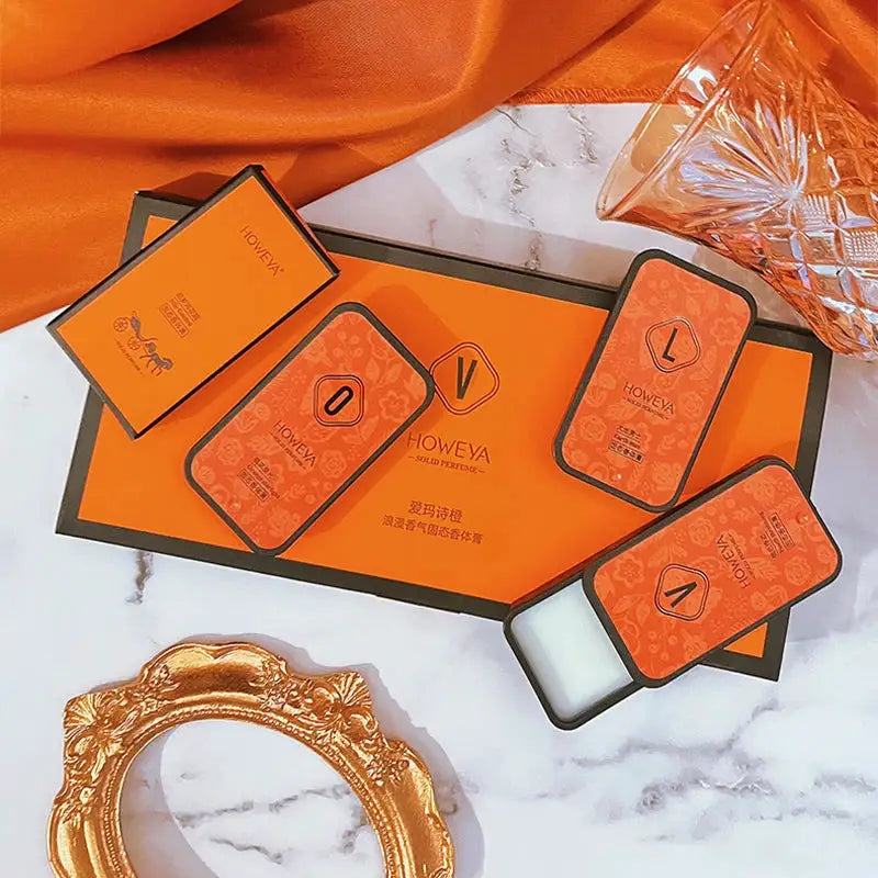 4 Piece Solid Perfume Set Floral and Fruity Scents Long Lasting Light Portable Gift Idea
