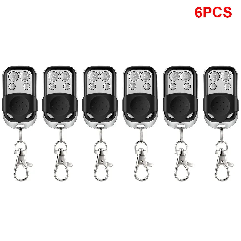 Simples Market universal 4-button garage door remotes, 6pcs, black and silver with keychains