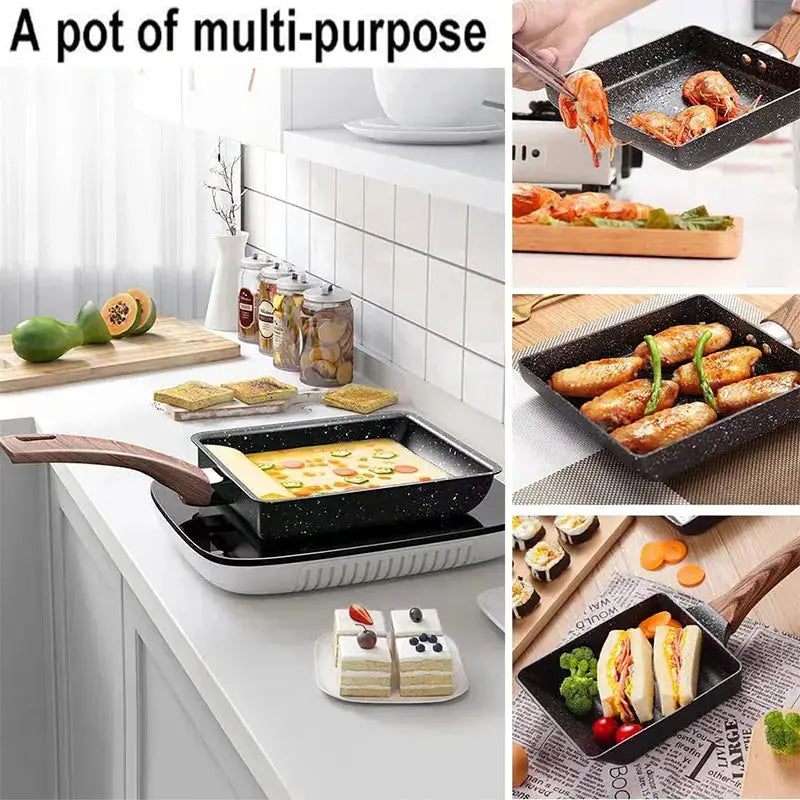 ZenChef Tamagoyaki Omelet Pan Nonstick Induction Safe Easy Flip Sloped Rectangle Design For Perfect Japanese Omelets