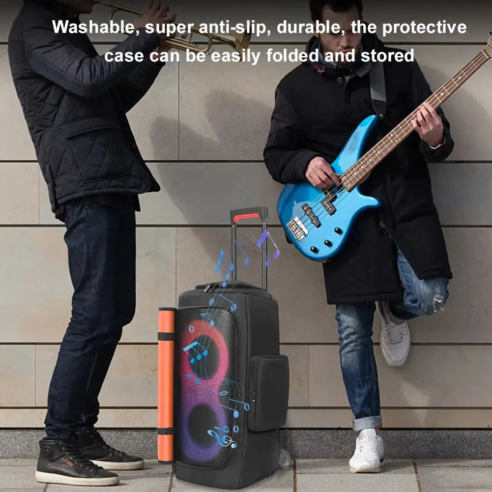 Black portable speaker dust case with mic pocket for JBL PartyBox 310/320/520/710, carry bag style