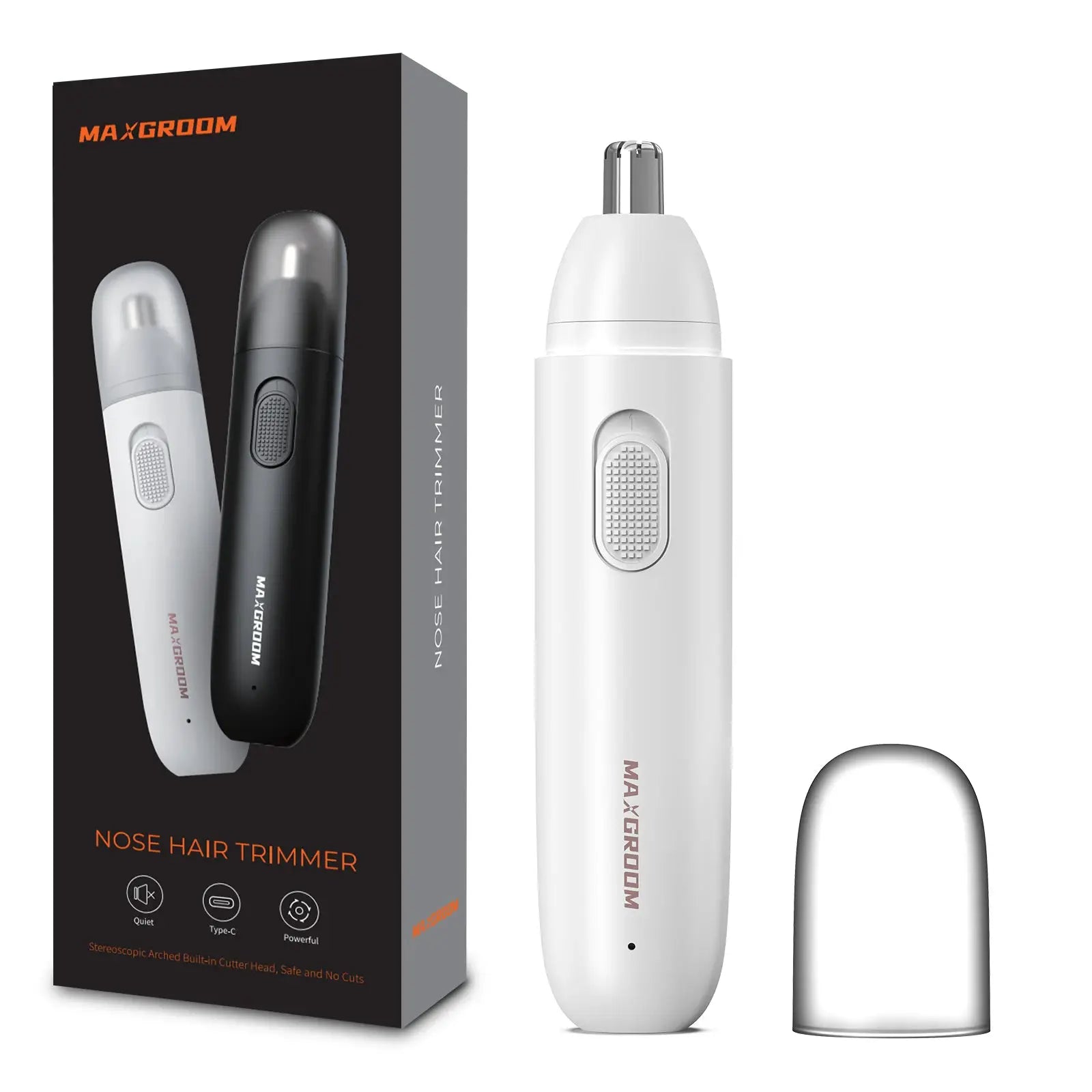 MAXGROOM Rechargeable Nose Hair Trimmer For Men 360 Rotating Dual Blade Eyebrow And Nose Shaver Painless Safe