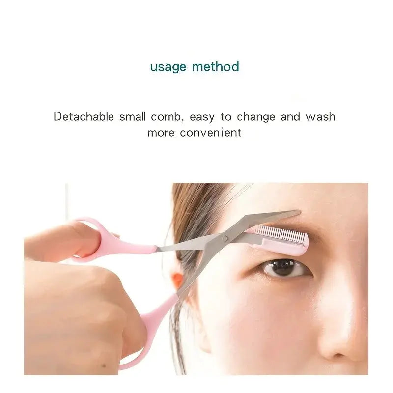 GleamLine Stainless Steel Eyebrow Trimming Scissors With Comb For Safe Precise Grooming And Perfect Brows