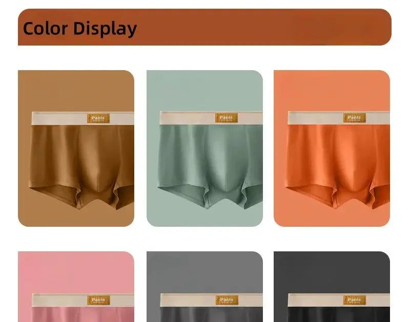 Simples Market men's cotton boxer briefs 3pc set color display in brown, green, orange, pink, gray and black