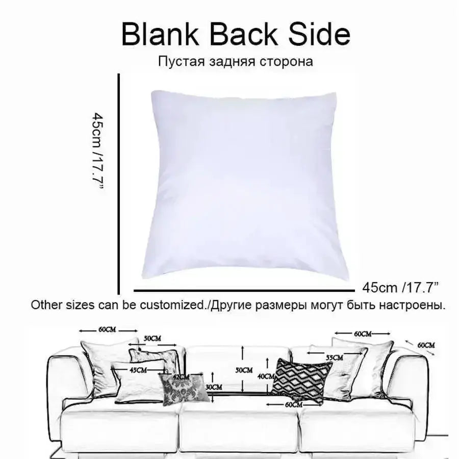Pillow case white, 45 cm square with blank back side for sofa decor
