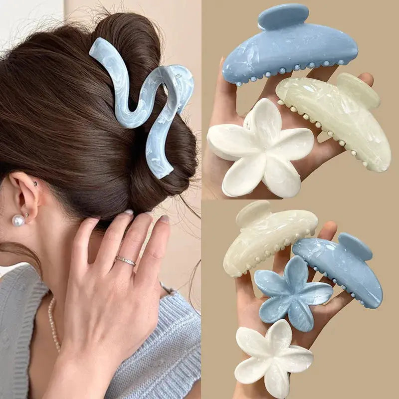 Korean Hawaiian Flower Crab Hair Clips For Girls Lightweight Durable Beach Accessories Trendy Beachwear