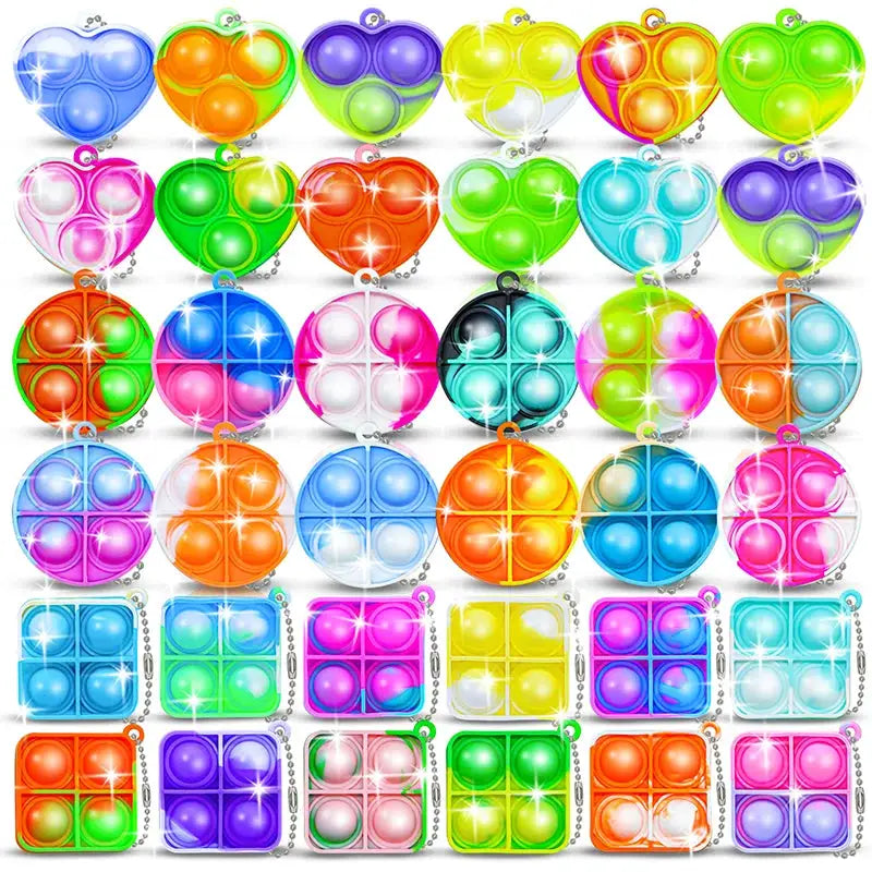 20 Pieces Mini Pop Keychain Fidget Toys For Toddlers And Kids Sensory Fun Classroom Prizes Party Favors Goodie Bags
