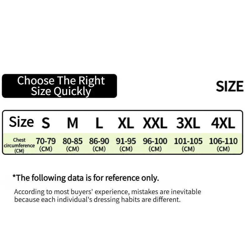 Simples Market women's underwear size chart showing chest circumference ranges from S to 4XL.