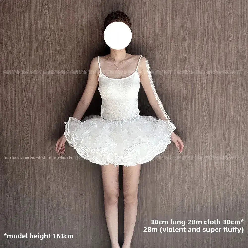 Simples Market Lolita Petticoat, white fluffy 35cm crinoline underskirt with mesh