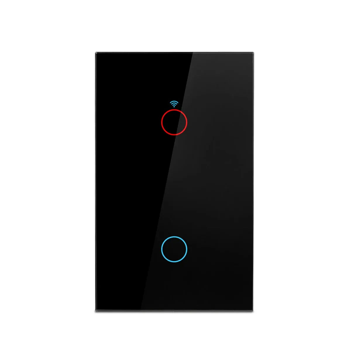 Simples Market RF433 US WiFi smart wall switch panel, black glass with red and blue touch indicators