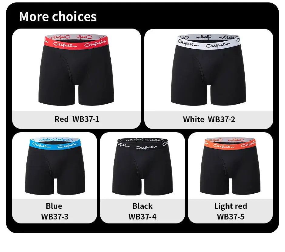 Simples Market men's boxer briefs 5-pack in red, white, blue, black, and light red with elastic waistband