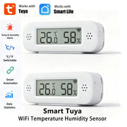 Tuya WiFi Temperature Humidity Sensor, white with LCD readout showing 26.0°C and 58% humidity
