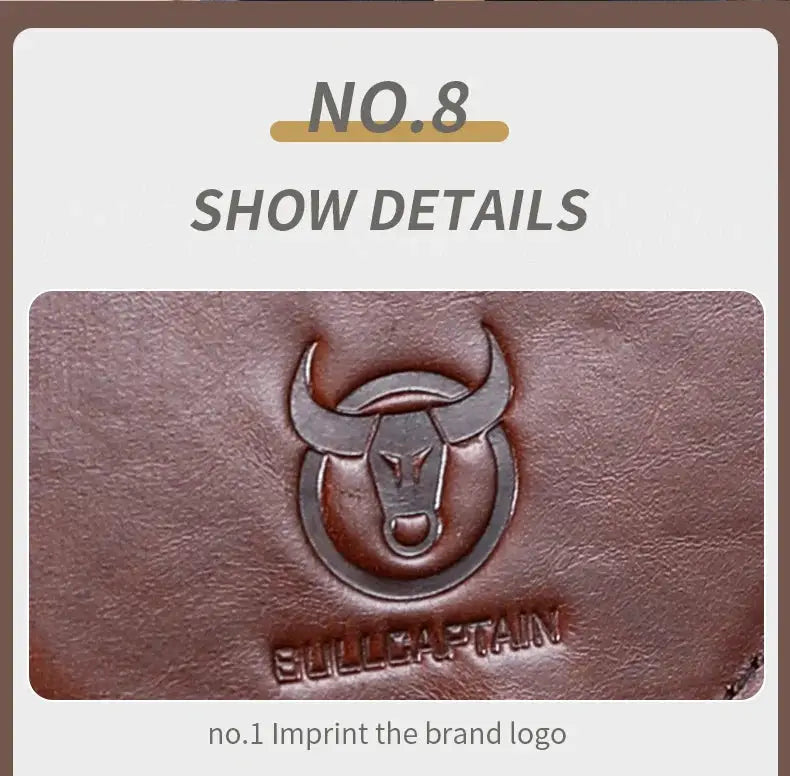 Chest bag by BULLCAPTAIN, genuine brown leather with embossed logo