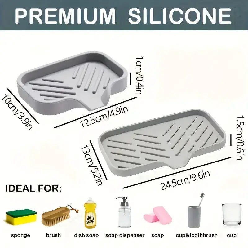 SiliconeEase Faucet Mat And Kitchen Sink Tray All In One Drain Pad For Soap Sponge Drying On Countertop