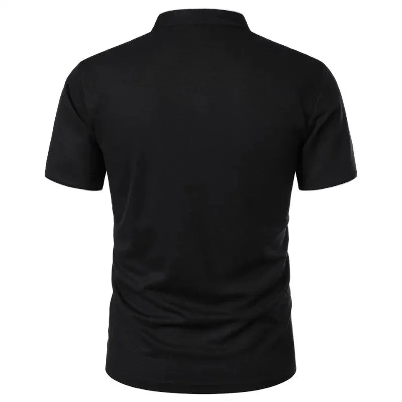 Men's black short-sleeve polo shirt, solid color, oversized fit, Simples Market