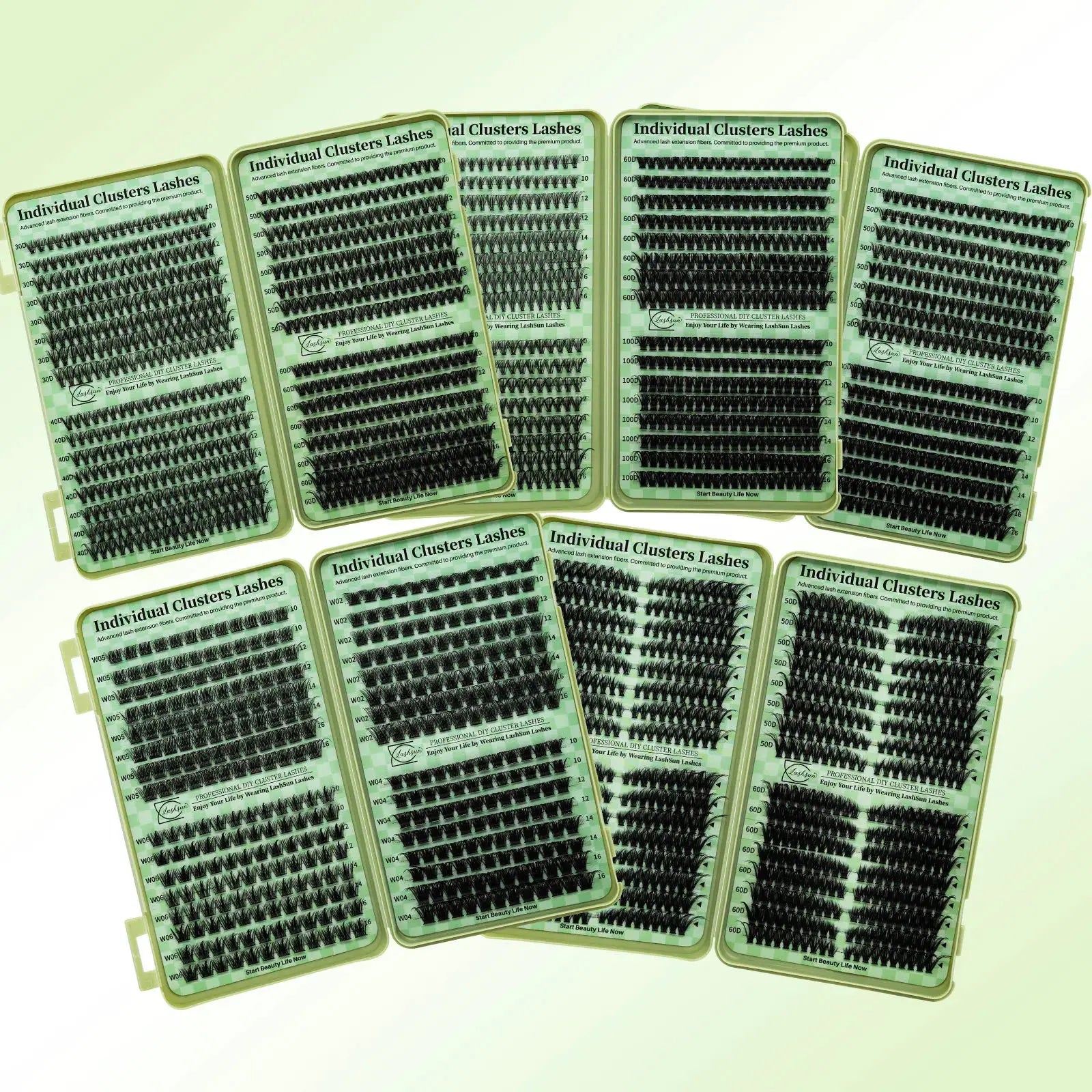 LASHSUN DIY Lash Clusters Kit For Home Lashes D Curl Mega Volume Individual Eyelash Extensions