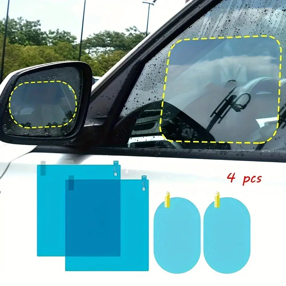 ClearGuard Rearview Mirror Film Kit With Nano Coating For Anti Fog Anti Glare Rainproof Waterproof Protection