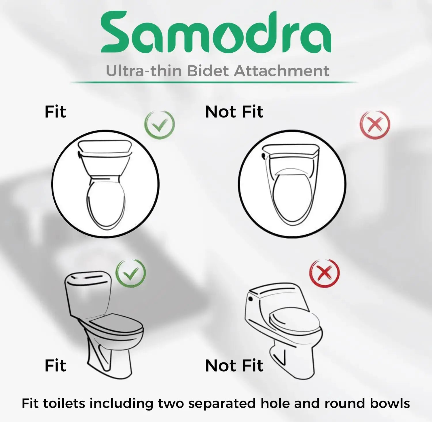 SAMODRA ultra-thin bidet attachment by Simples Market, non-electric cold-water; fits two-hole and round toilets.
