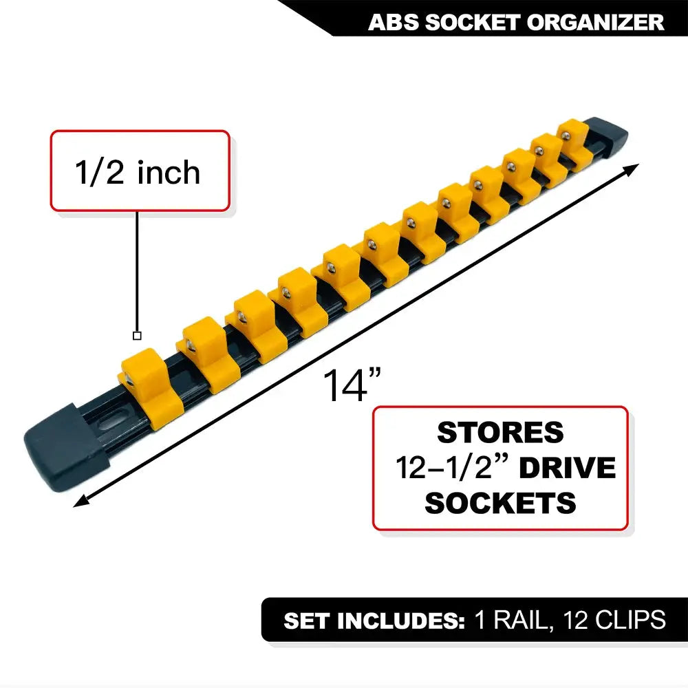 Durable Plastic Socket Organizer Rail Bracket For Quarter Inch Three Eighths And Half Inch Wrenches