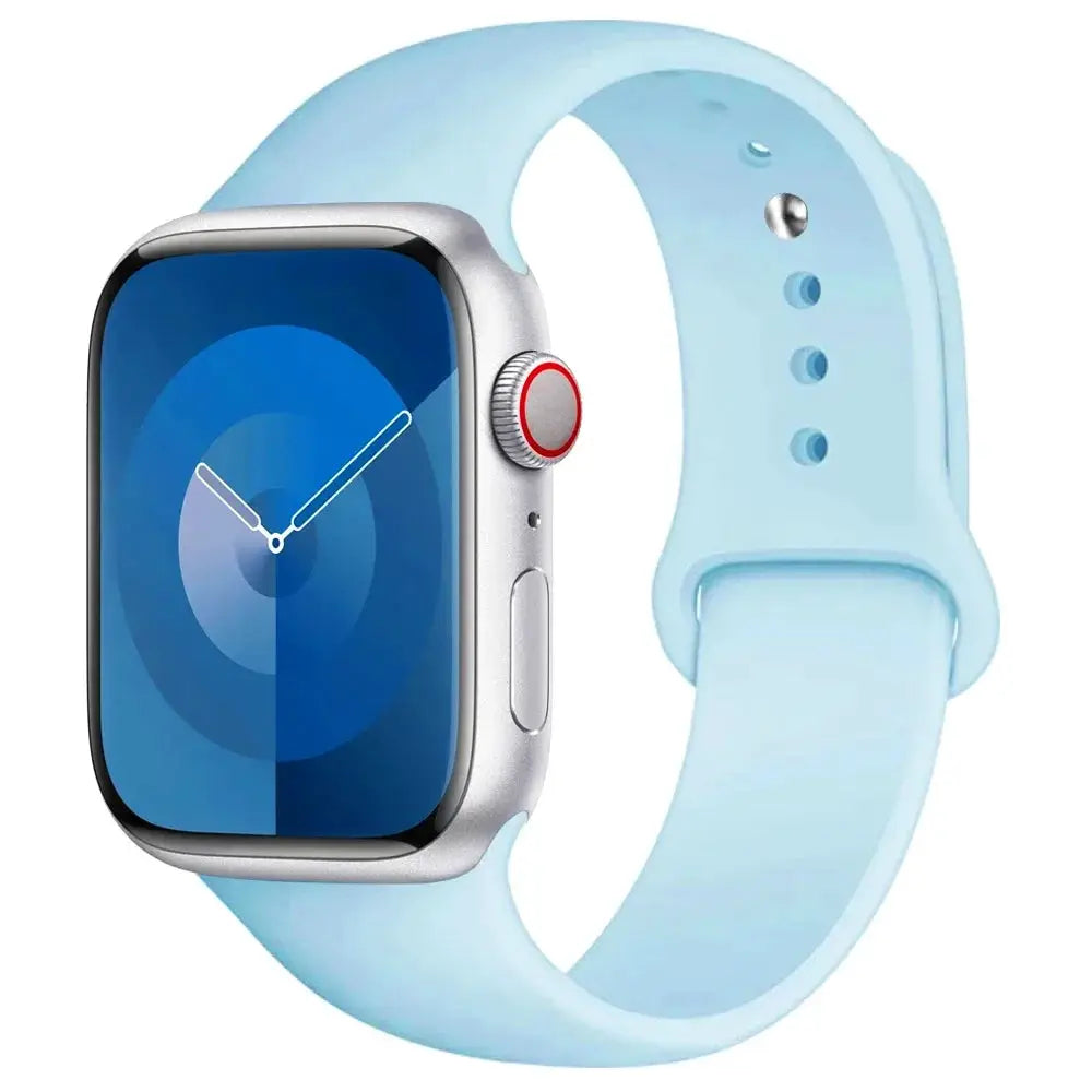 Silicone Apple Watch band, light blue sport strap for 38–45mm models