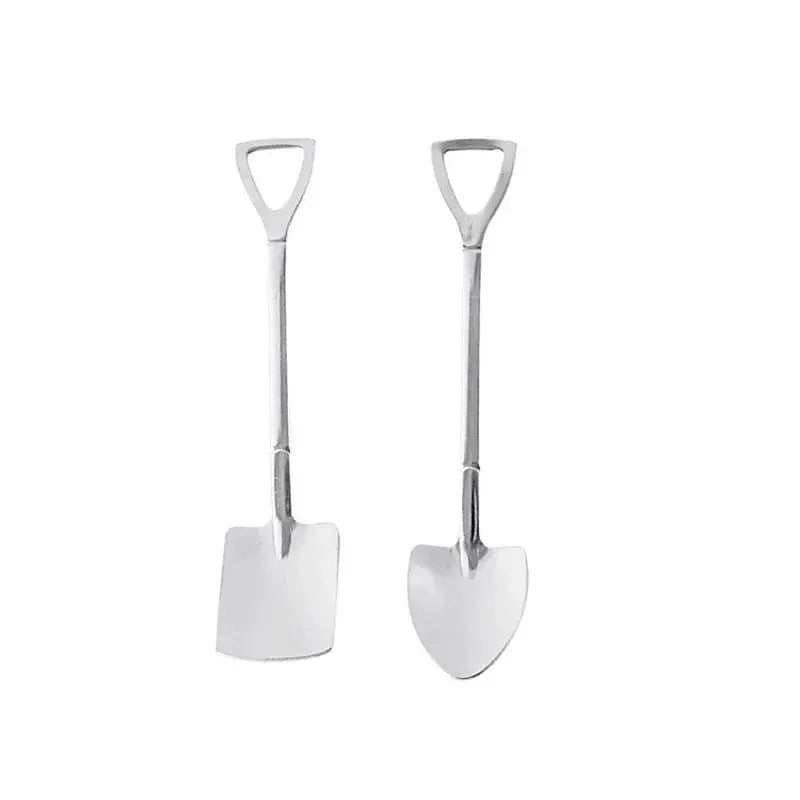 Shovel Shaped Stainless Steel Dessert Spoons Set 1 2 4 Pieces Ice Cream Coffee Tea