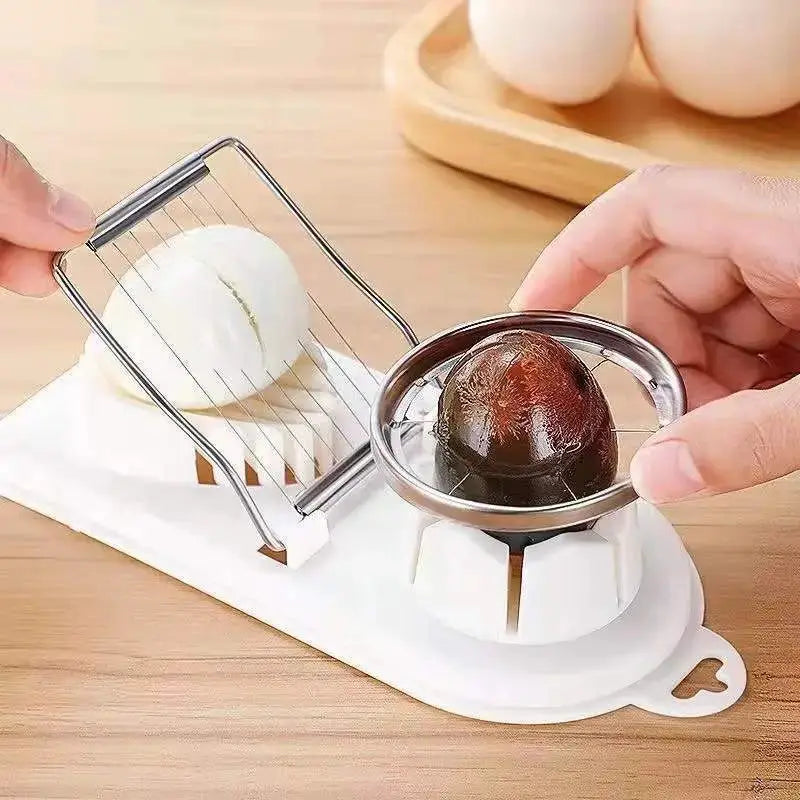 Multifunctional Egg Slicer Stainless Steel Two In One Egg Cutter And Splitter Kitchen Gadget