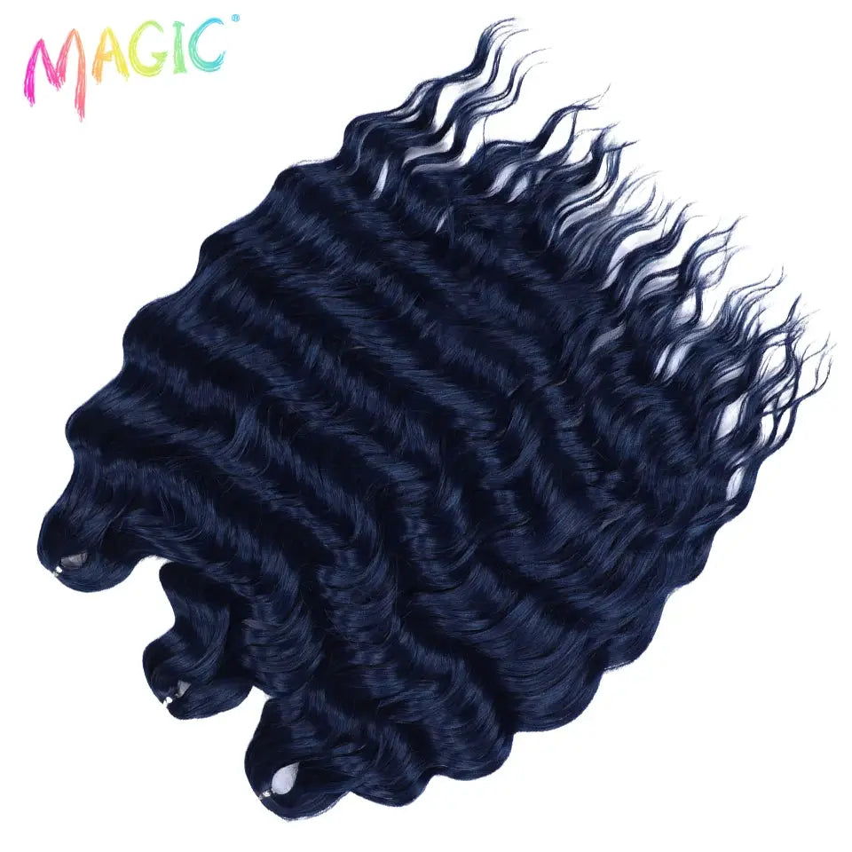 Anna Synthetic Hair 24in water-wave braiding extensions by Simples Market in deep navy blue