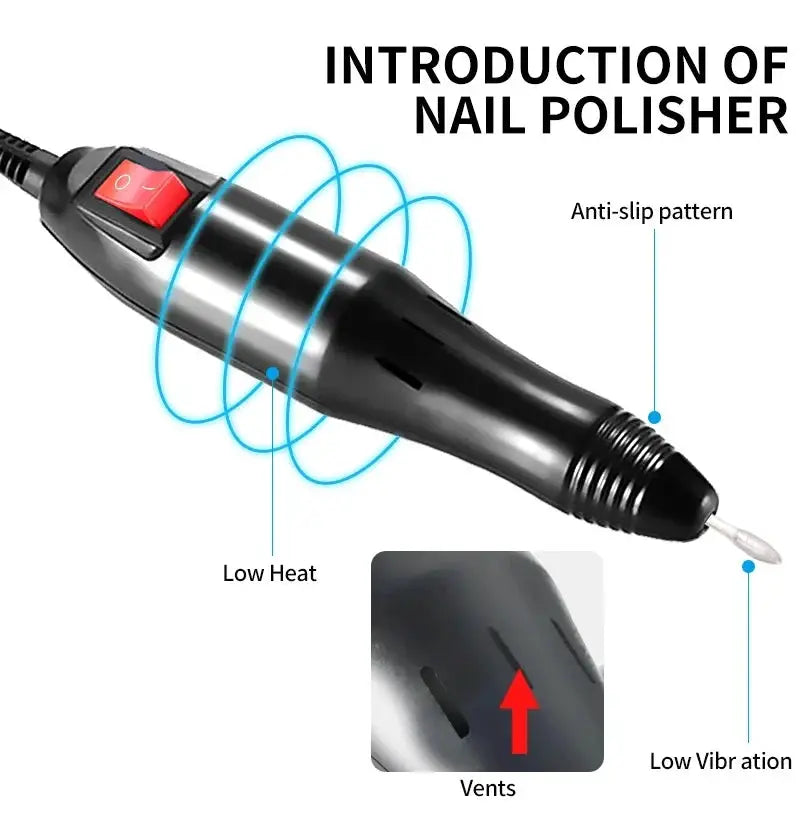 Simples Market nail drill machine, black handheld electric manicure tool with drill bit