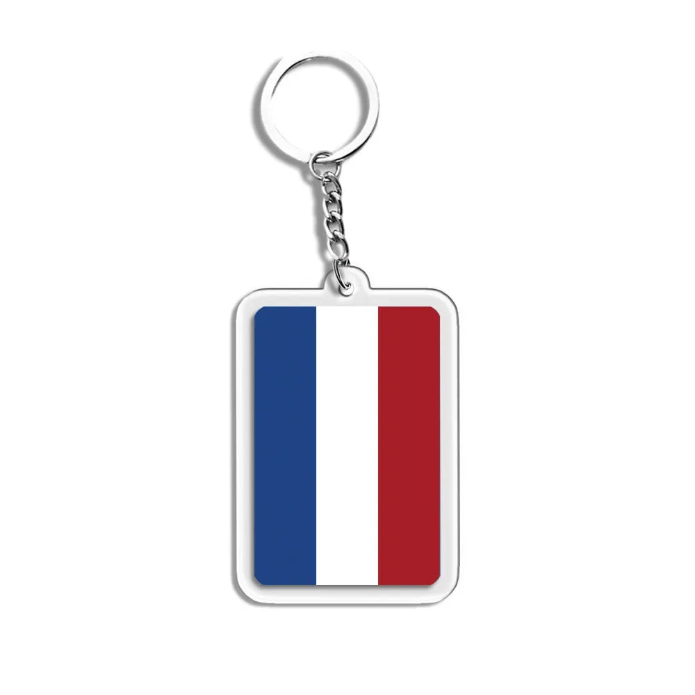 National Flags Keychain Set With Glass Inlay Ten Flags Zinc Alloy
