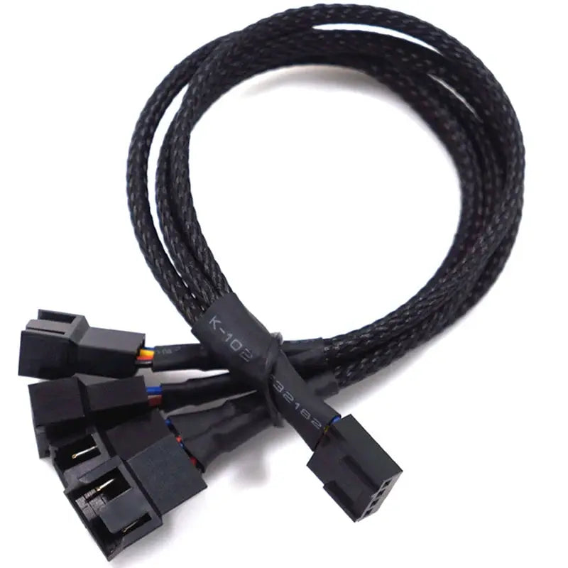4 Pin PWM Fan Splitter Cable 1 To 4 3 2 1 Ways Black Sleeved 27cm Extension PWM Cables