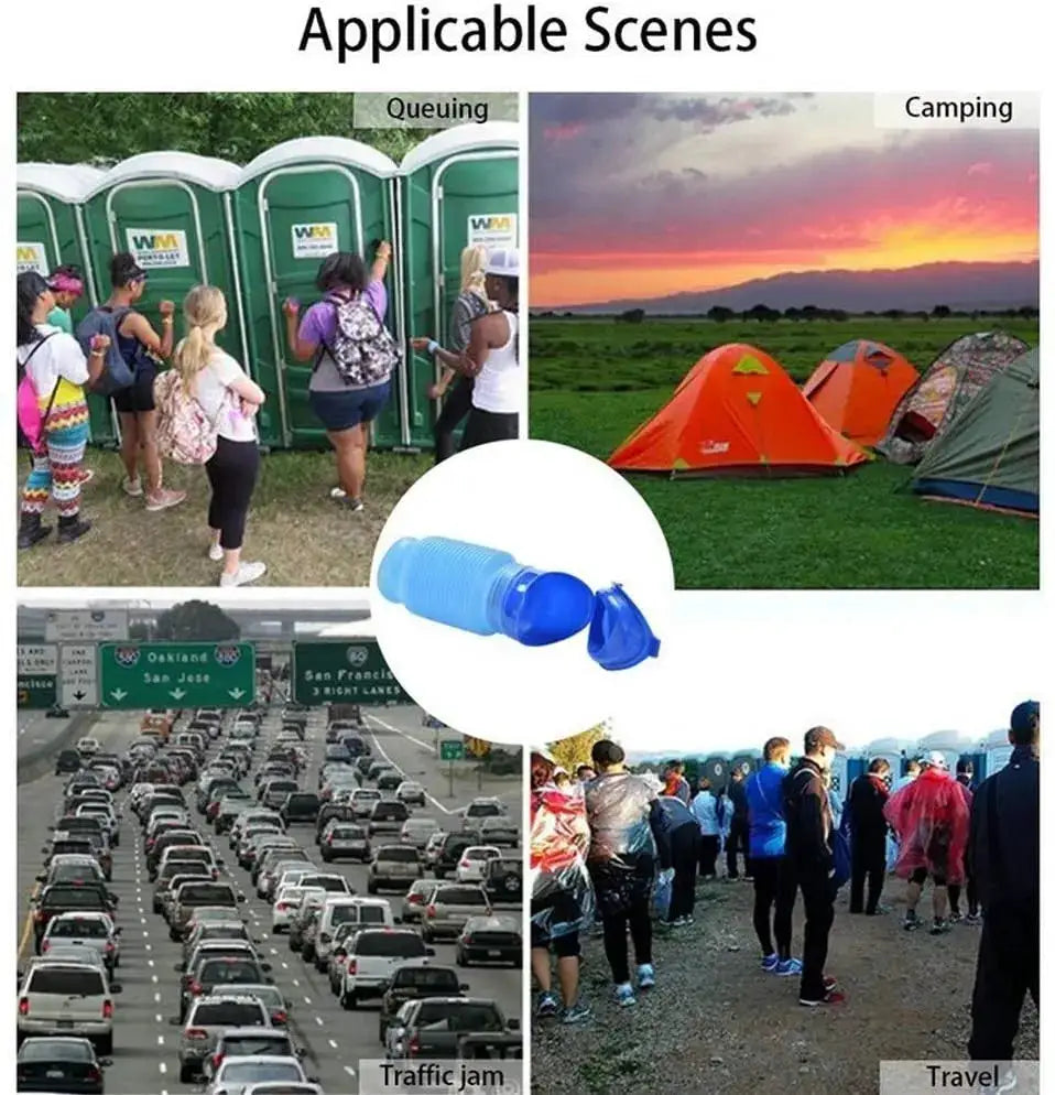 750ml portable collapsible urinal bottle for adults by Simples Market, blue for outdoor travel and camping