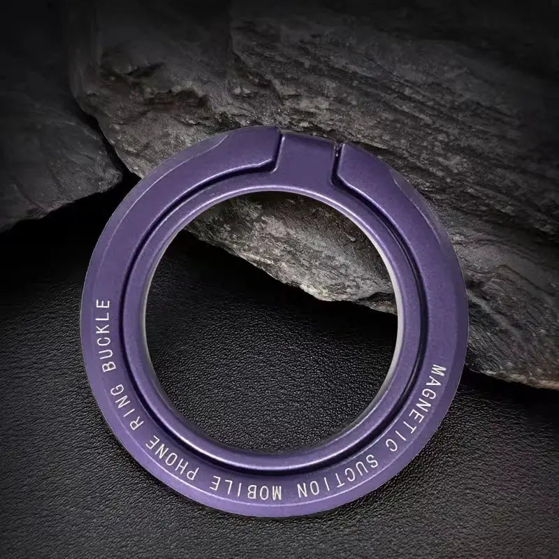Purple magnetic phone ring holder with kickstand accessory