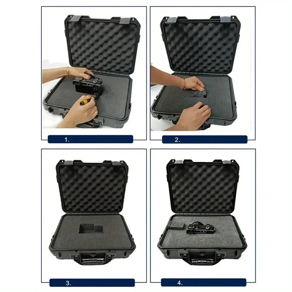 Hard toolbox case by Simples Market with foam interior, impact-resistant portable tool storage