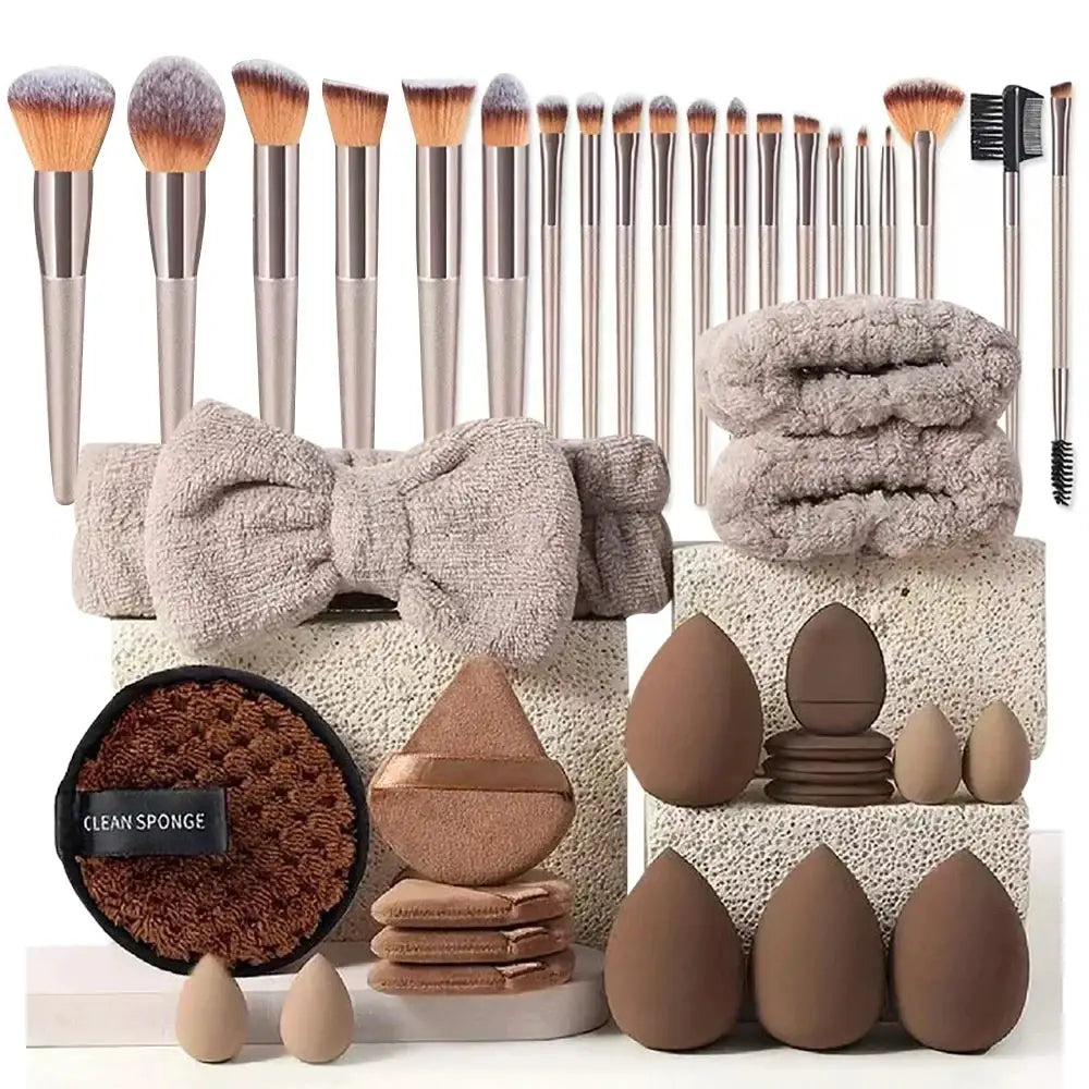 NovaBeauty Pro Makeup Brush Set 13 33 Piece With Accessories For Combination Skin Soft Wool Fiber Brushes For Beginners