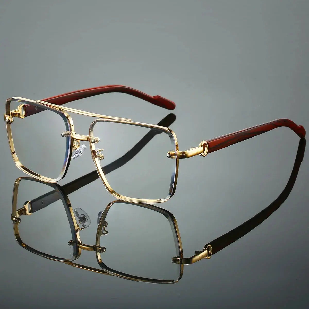 KAMMPT Fashion Retro Square Metal Sunglasses For Women Original Brand Design Driving Pilot Double Bridge Sunglasses