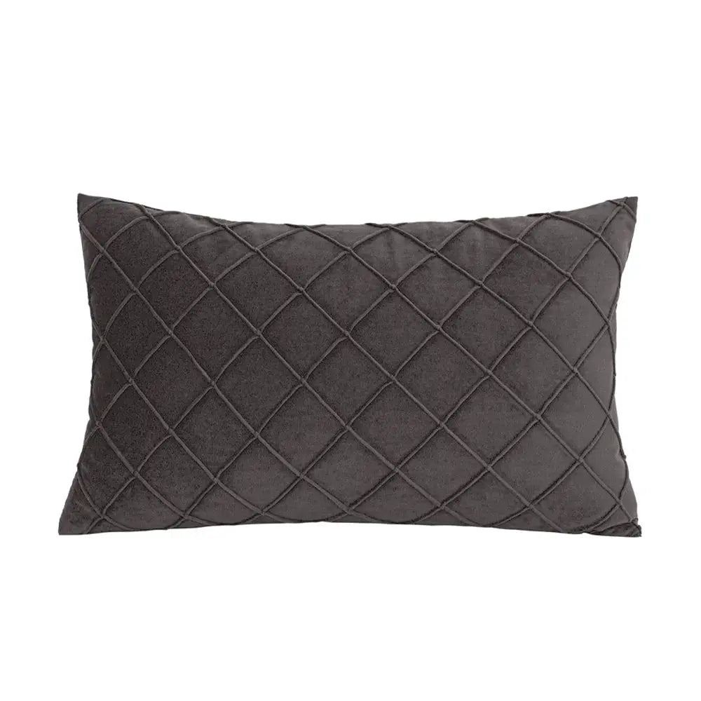 Rectangular pillow cover by Simples Market in charcoal gray with quilted diamond pattern