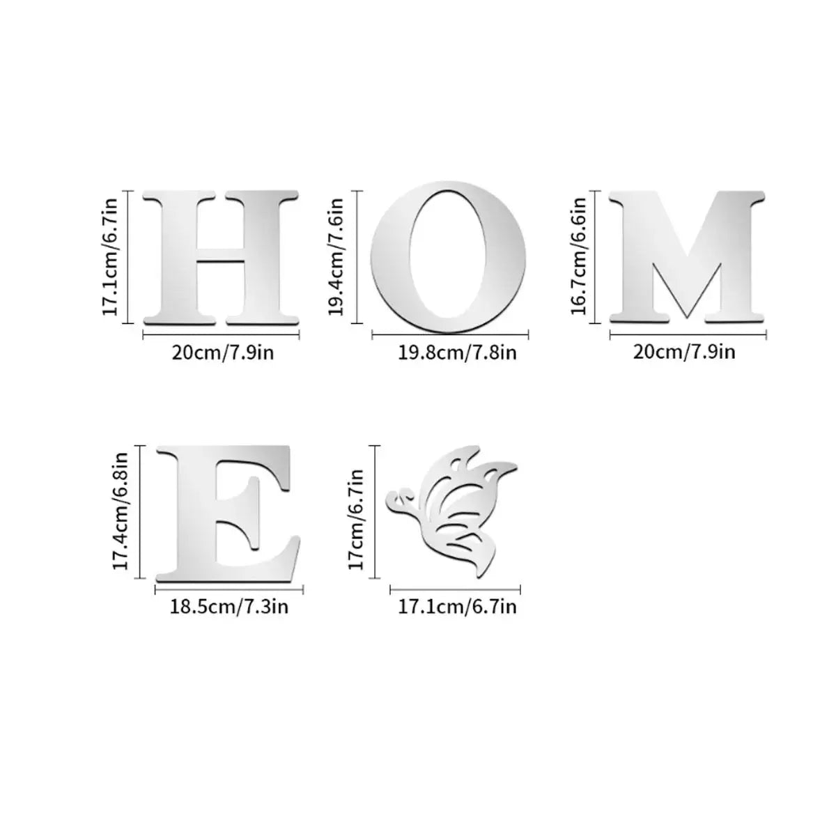 HOME Home Logo 3D Mirror Wall Sticker for Entrance and Home Decoration, Reflective Modern Wall Decor